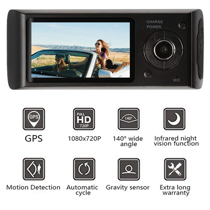 Dual Car Dash Camera with GPS - Front and Rear