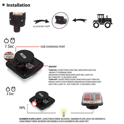 Trailer Light Magnetic Wireless LED Trailer Truck Tail Lights