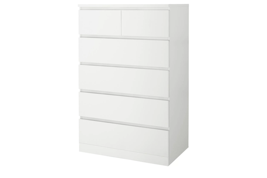 White Tallboy 6 Drawer Chest of Drawers Dresser – Bedroom Storage Cabinet
