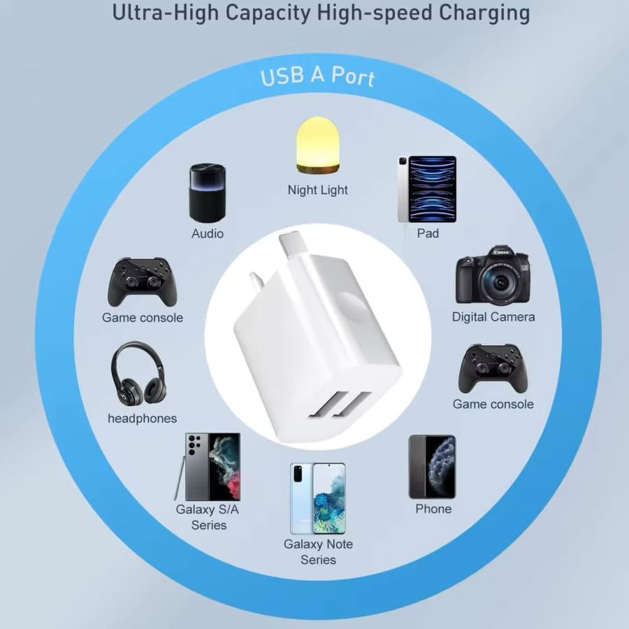 Dual USB Power Adapter Wall Plug (NZ / AUS) (White)