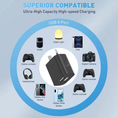 Dual USB Power Adapter Wall Plug (NZ / AUS) (Black)