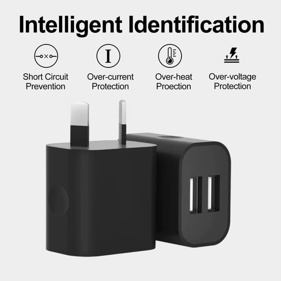 Dual USB Power Adapter Wall Plug (NZ / AUS) (Black)