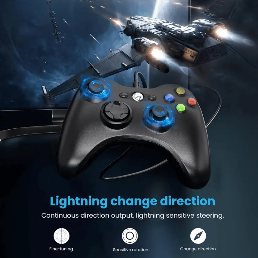 Dual Vibration Wired Controller for Xbox 360 & PC – Gamepad
