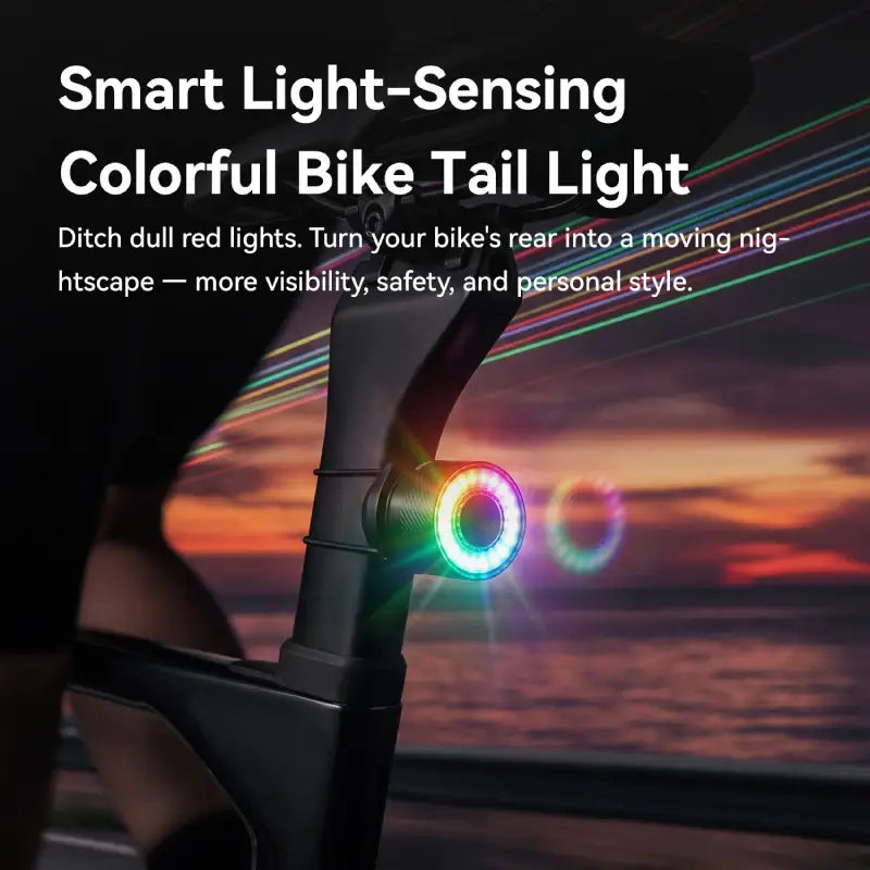 Bicycle Bike TailLight Waterproof Brake Sensing Rear RGB Light