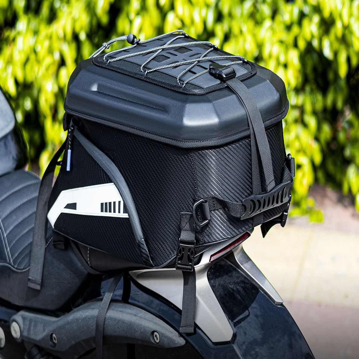 ECOTREK 35L Expandable Motorcycle Tail Bag – Hard Shell Rear Seat Helmet Bag BQF1172