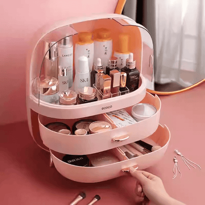 Mobie Large Capacity Makeup Organizer with Double Drawers Transparent Doors E2014