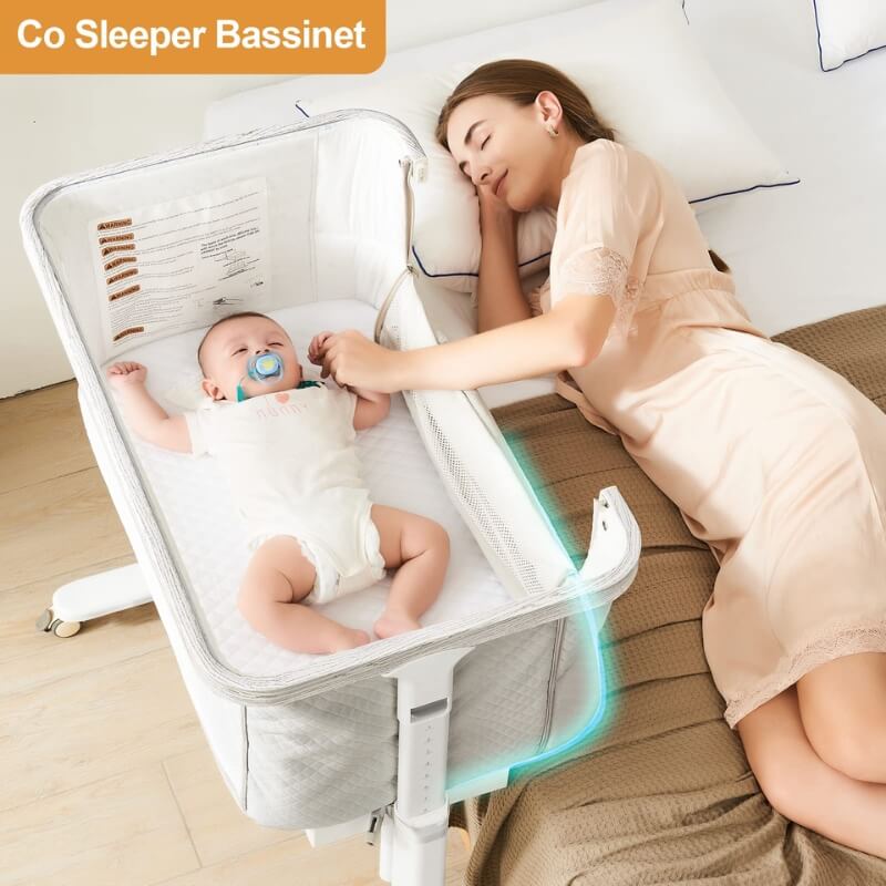 Portable & Adjustable Electric Baby Crib/ Baby Bassinet Bedside Sleeper 2 Rocking Motion With Storage