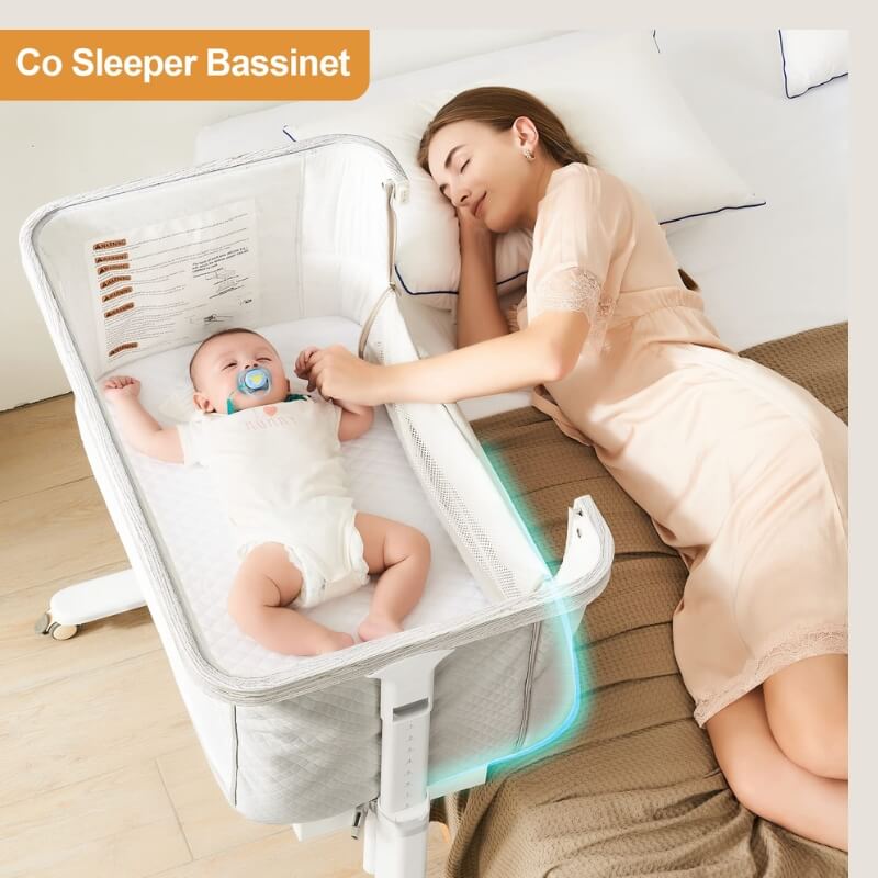 White Portable & Adjustable Electric Baby Crib/ Baby Bassinet Bedside Sleeper 2 Rocking Motion