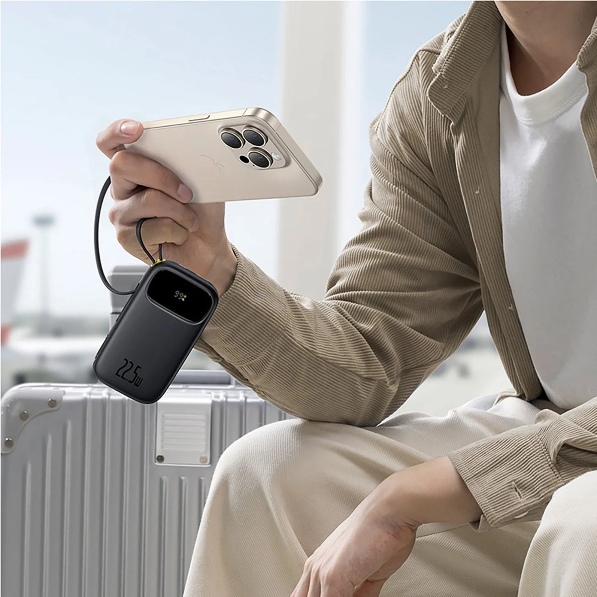 Baseus 20000mAh Power Bank Digital Display With Built-in Cables USB-C + Lightning
