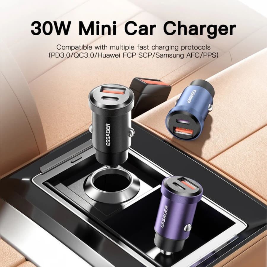 Essager Car Charger (Type C & USB Port)