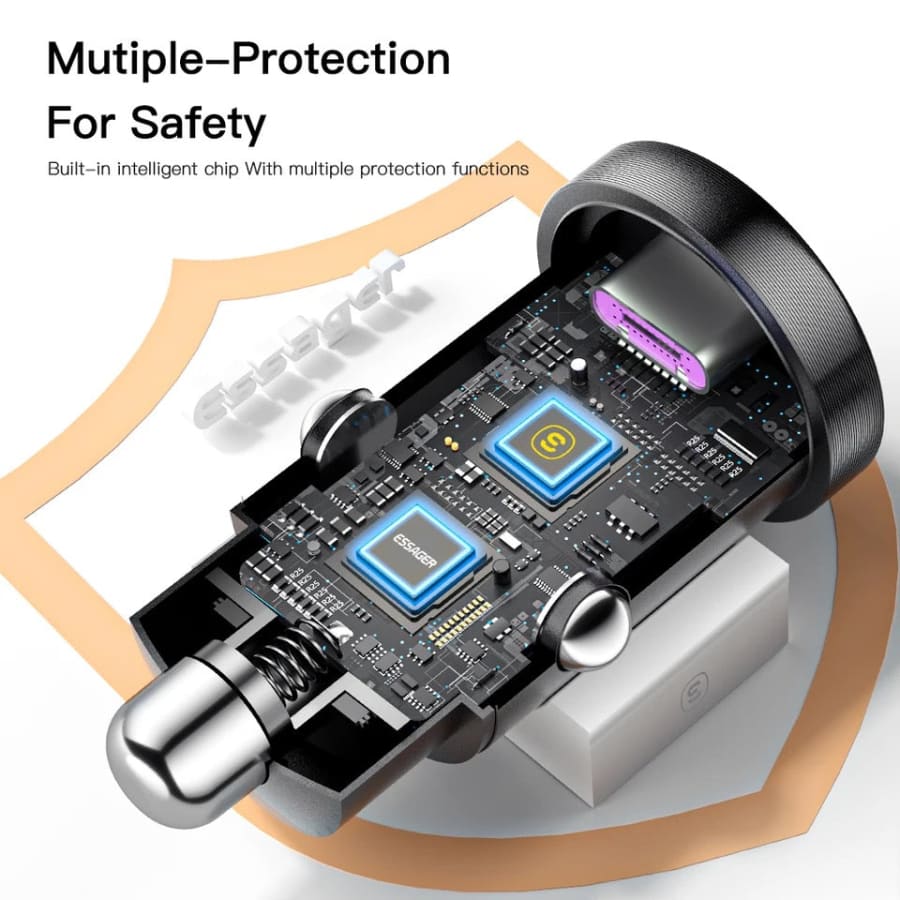 Essager Car Charger (Type C & USB Port)