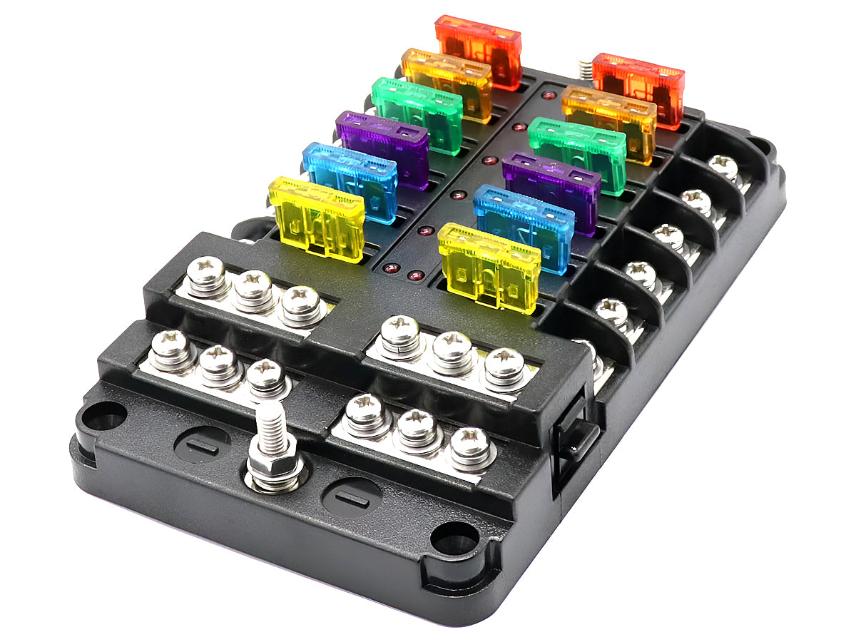 12 Circuit Negative Bus Blade Fuse Block