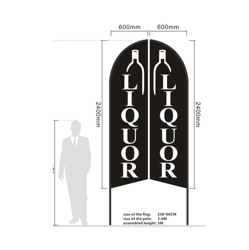 'LIQUOR' 3.4m Ground Drill/SET Commercial Feather Banner Flag