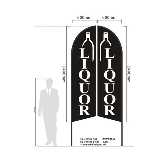 'LIQUOR' 3.4m Ground Drill/SET Commercial Feather Banner Flag