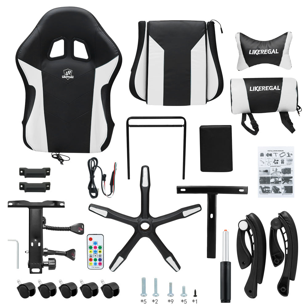 Gaming Chair Office Chair With Foot Rest Racing Chair with Speaker and Light