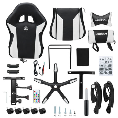 Gaming Chair Office Chair With Foot Rest Racing Chair with Speaker and Light