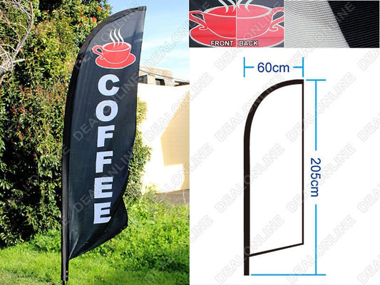 Commercial Feather Double sided Banner Flag COFFEE sign 3m