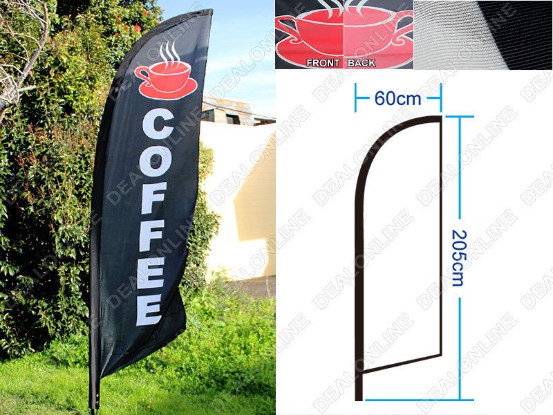 Commercial Feather Double sided Banner Flag COFFEE sign 3m Flag Only
