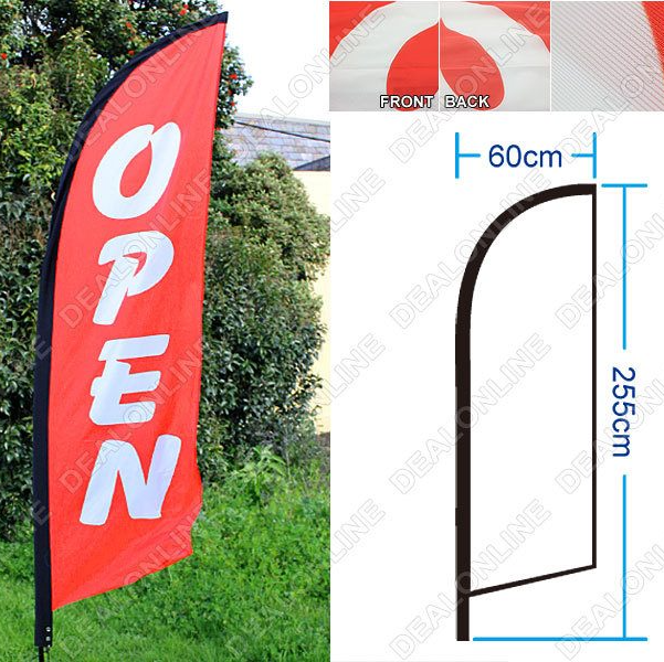 ‘OPEN’ 3.4m Sign Commercial Feather Banner Flag