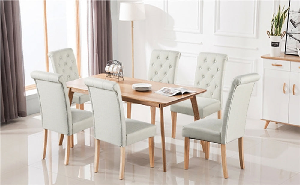6pcs Classic Fabric Upholstered Dining Chair