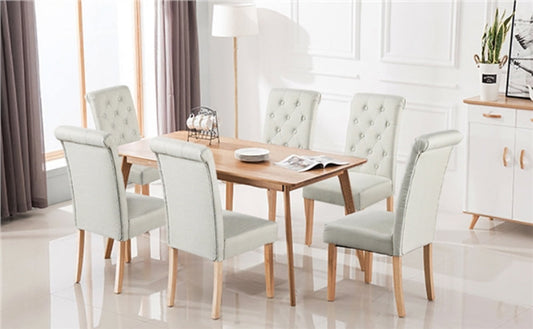 6pcs Classic Fabric Upholstered Dining Chair