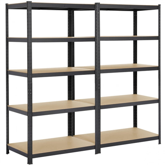 Pack of 2 5 Tiers Metal Storage Shelving Adjustable Display Rack Unit