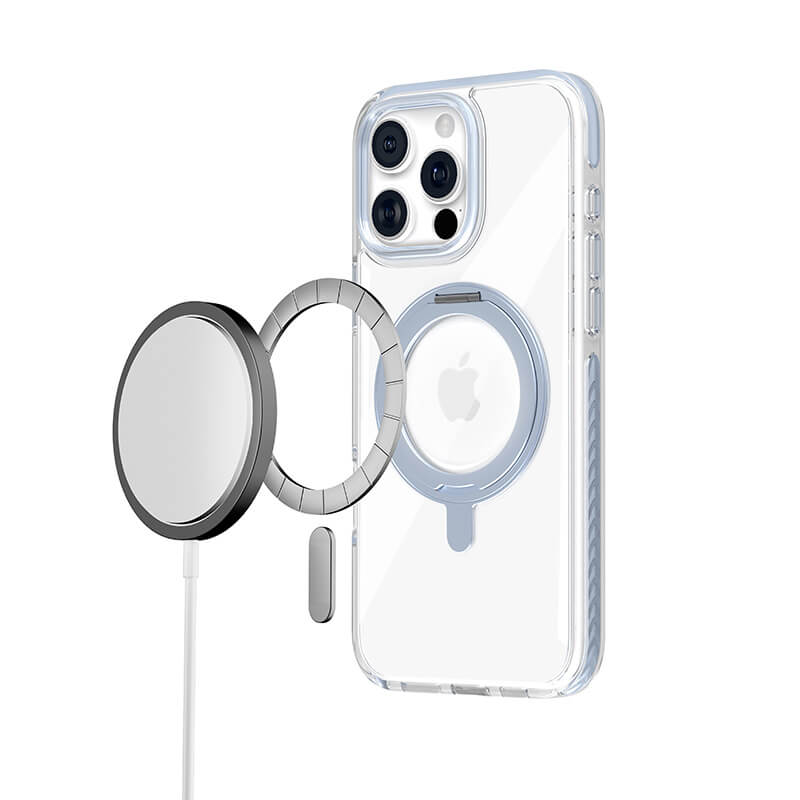 Compatible with iPhone 16 Pro Max Ice Armor O2L Series Magnetic Clear Case with Ring Stand
