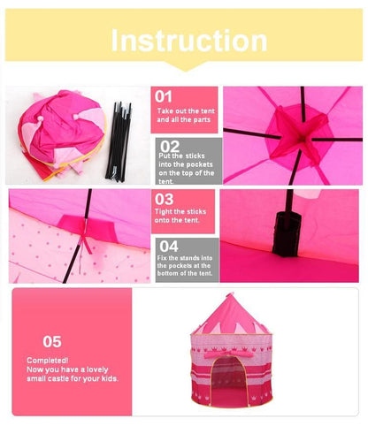 Pink Pop-Up Castle Play Tent for Little Princesses