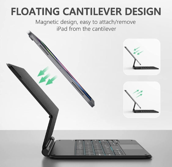 Floating Cantilever Stand Magnetic Keyboard Case Compatible iPad Pro 11 Air 5/4