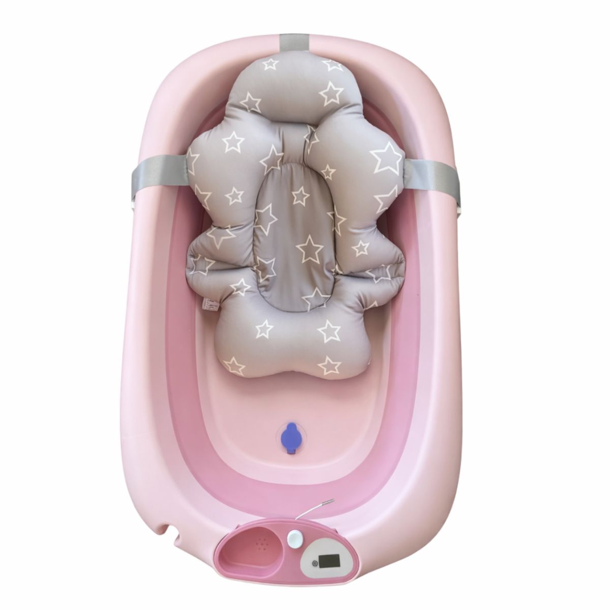 Foldable Baby Bath Tub & Soft Drying Bath Seat -Pink