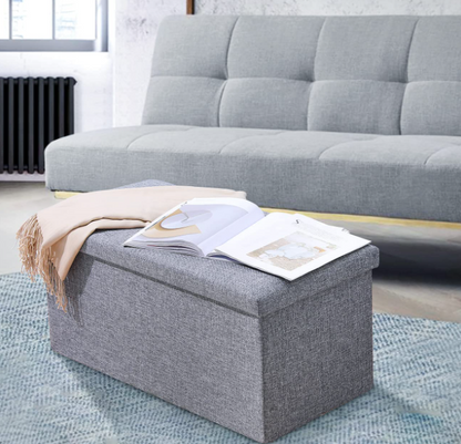 Folding Storage Ottoman Bench, Large Coffee Table Footstool Grey