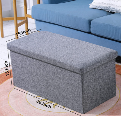 Folding Storage Ottoman Bench, Large Coffee Table Footstool Grey