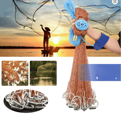 6FT x 1-00 inch  AM  Style Cast Net  4ply Brown