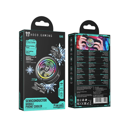 Magnetic Phone Cooler with 7300 RPM Fan, RGB Light & Universal Clip (GA6)