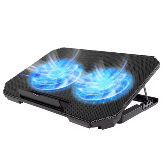Gaming Laptop Cooling Pad with Dual Silent Fans & Adjustable Height