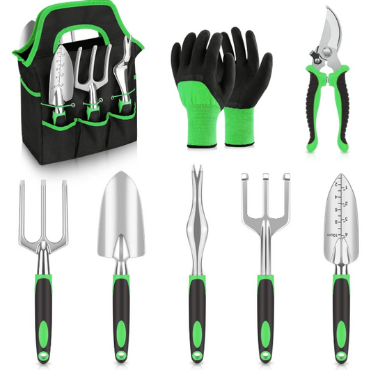 Gardening Tool Set 8 Pcs Aluminum Garden Hand Tools Set Heavy Duty with Garden
