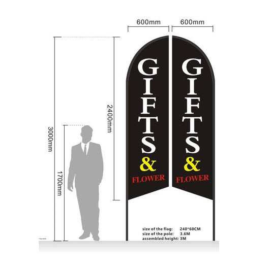 'GIFT' 3.4m Ground Drill/SET Commercial Feather Banner Flag