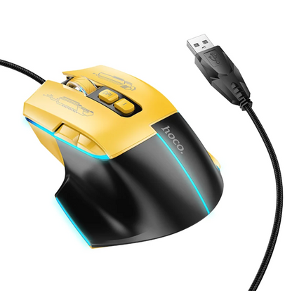 Wired Gaming Mouse with 7 Buttons, 3600 DPI & LED Light (GM31) - Yellow