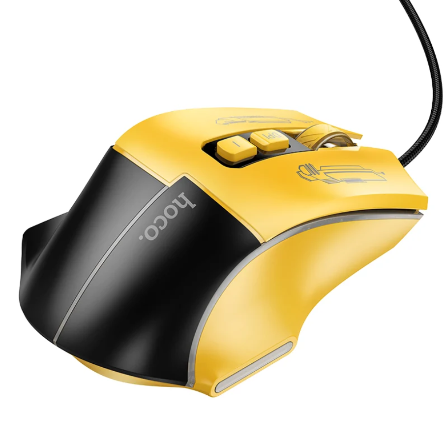 Wired Gaming Mouse with 7 Buttons, 3600 DPI & LED Light (GM31) - Yellow