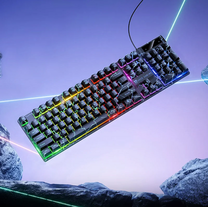 Wired Gaming Keyboard with RGB Rainbow Light & 6-Key Anti-Ghosting (GM701)