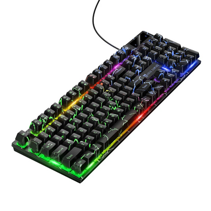 Wired Gaming Keyboard with RGB Rainbow Light & 6-Key Anti-Ghosting (GM701)
