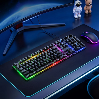 Wired Gaming Keyboard with RGB Rainbow Light & 6-Key Anti-Ghosting (GM701)