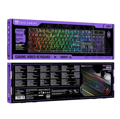 Wired Gaming Keyboard with RGB Rainbow Light & 6-Key Anti-Ghosting (GM701)