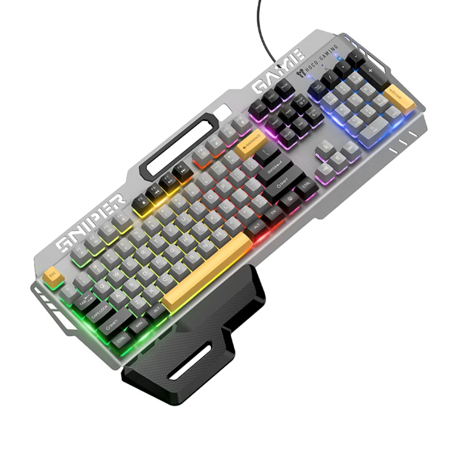 Ergonomic Wired Gaming Keyboard with RGB Rainbow Light & Wrist Rest (GM702)