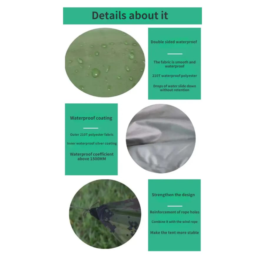 Green Tarp - 2.3m x 2.1m Waterproof  Outdoor Shelter