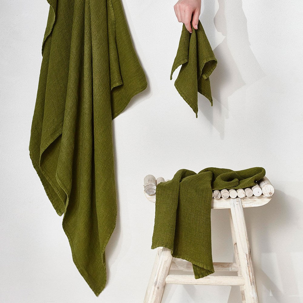 Stone Wash Linen Waffle Face Cloth