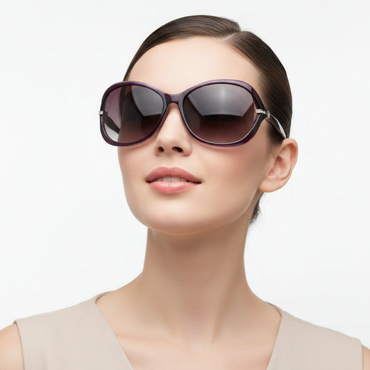 Polarized Lens Rhinestone Deco Sunglasses - PURPLE