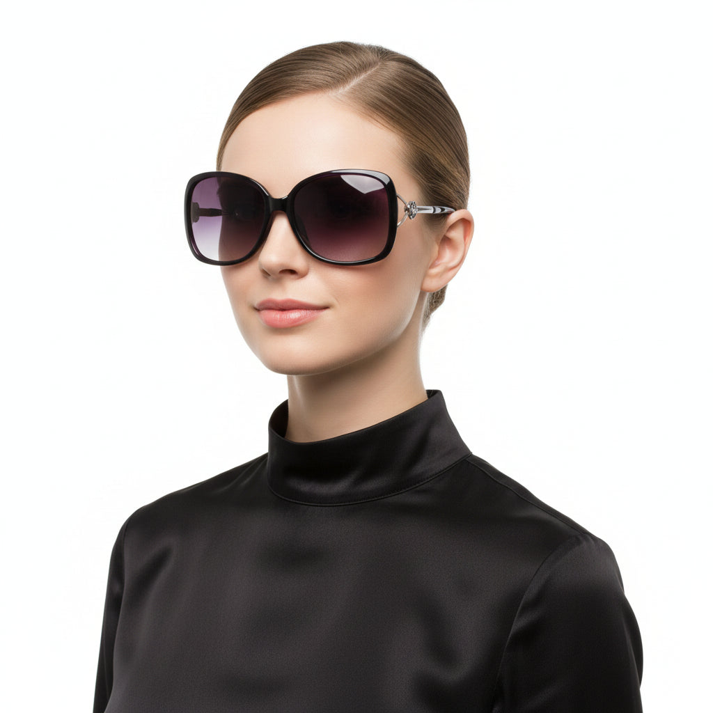 Polarized Lens Flower Deco Sunglasses - PURPLE