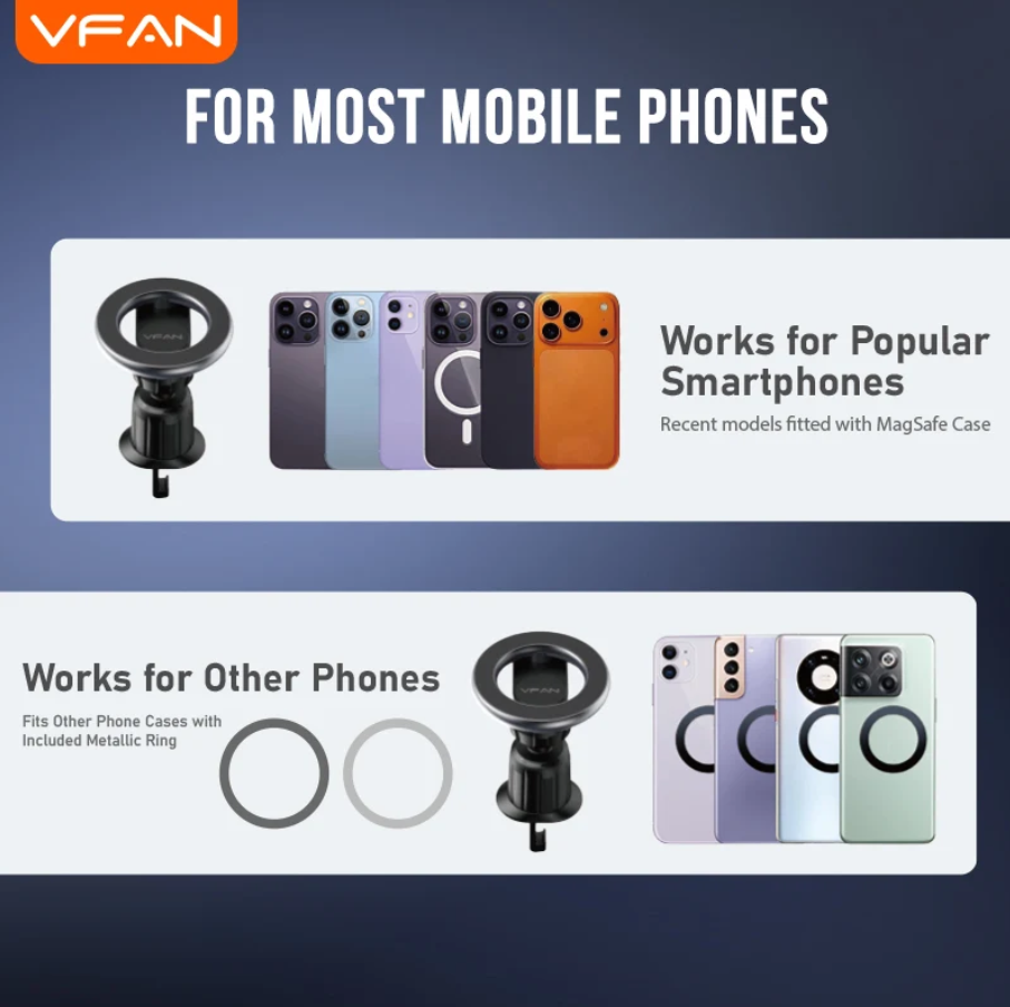 Magnetic Air Vent Phone Mount with 360° Rotation & Hook Locking (H09)