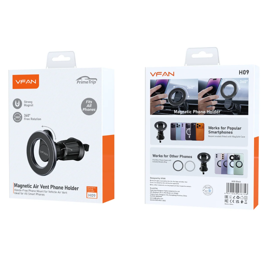 Magnetic Air Vent Phone Mount with 360° Rotation & Hook Locking (H09)